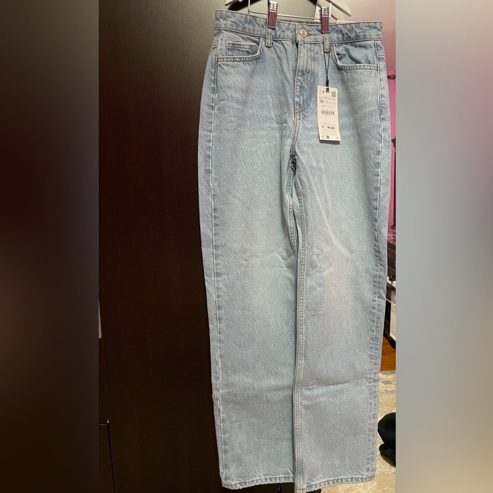 Zara mid rise straight jeans